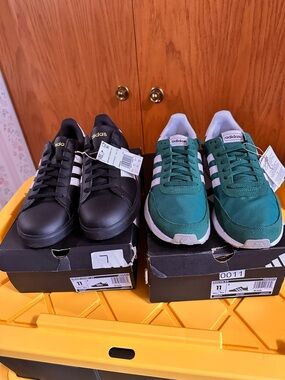 adidas Grand Court 2.0 in Black and Run 60s 2.0 Green Two-Pair Set